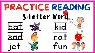 PRACTICE READING 3LETTER WORD  COLLECTION VOWELS  A E I O U [upl. by Lenee677]