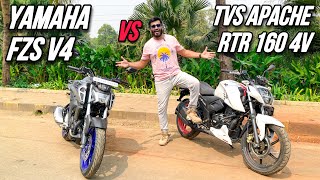 2023 Yamaha FZS V4 VS TVS Apache RTR 160 4v  Ride Comparison  DBS VLOGS [upl. by Fasano]