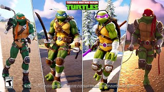 Fortnite TMNT Ninja Turtles Skins GAMEPLAY amp Item Shop Leonardo Donatello Raphael amp Michelangelo [upl. by Eniamrej]