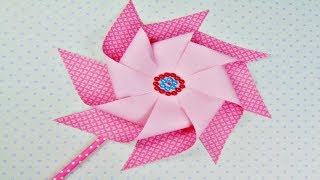 Basteln Windrad aus Papier basteln  Windmühle  How to make Paper Pinwheel [upl. by Luht]