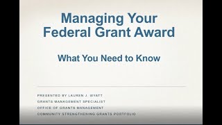 Overview of Grants Management Policies Procedures and Resources [upl. by Fionna]