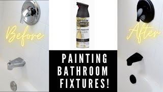 PAINTING BATHROOM FIXTURES BLACK  Casa Kerins Ep 4  Rustoleum Spray Paint [upl. by Ayouqat]