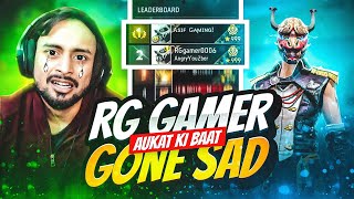 Region Top 1 Angry YouTuber 🤬 Rg Gamer Gone Sad After Losing a Game On Live 🤯  Garena Free Fire [upl. by Glanville]