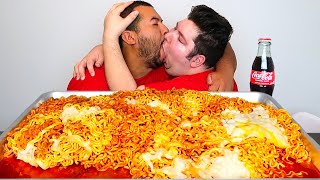 WHY WE CANT BREAK UP • SPICY CHEESY FIRE NOODLES • Mukbang amp Recipe [upl. by Esinahs]