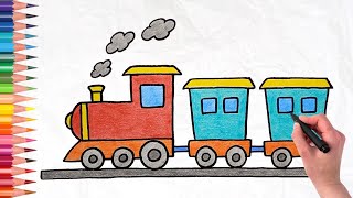 How to Draw a Train Drawing in SIMPLE and EASY Steps [upl. by Ajnot54]