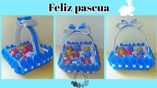 DIYCómo hacer canasta para pascua de foami  goma eva paso a paso🐰 hermosa canastita de pascua🐰 [upl. by Eiramesor]