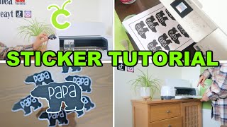 CRICUT STICKER TUTORIAL  Print then cut for beginners [upl. by Adaynek]