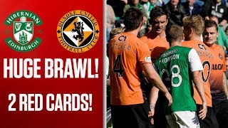 Double red card sparks mass brawl Hibernian 11 Dundee United 17082013 [upl. by Thekla272]