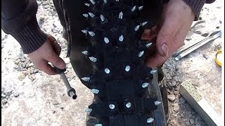 STUDDING A DIRT BIKE FRONT TIRE  HOW TO MAKE WINTER TIRES FOR SNOW AND ICE  RABACONDA TIRE CHANGE [upl. by Michel]