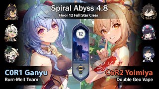 【Spiral Abyss 48 F12】C0R1 Ganyu Burn Melt amp C6R2 Yoimiya Double Geo Vape [upl. by Irot977]