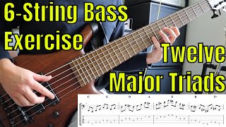 6String Bass Exercise  Major Triads in 12 Keys  Bass Practice Diary  6th October 2020 [upl. by Lebam763]