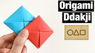 HOW TO MAKE DDAKJI  SQUID GAME  ORIGAMI  EASY [upl. by Nelehyram799]