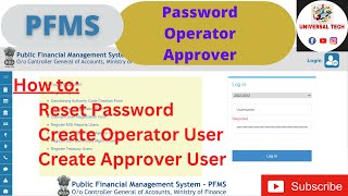 PFMS  How to Login Reset Password and create Operator amp Approver in PFMS [upl. by Angelica]