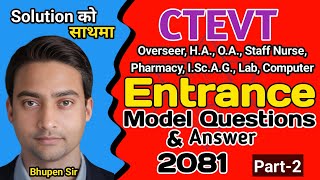 Staff nurse  H A  OA Pharmacy  Overseer entrance । Ctevt entrance exam model questions 2081 [upl. by Atihcnoc854]