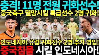 중국축구 멸망시킬 인도네시아 11명 전원 귀화선수 특급선수 2명 또 귀화 북중미 월드컵 아시아 3차예선 인도네시아 호주 중국 사우디아라비아 일본 바레인 중국전 사우디전 중국반응 [upl. by Elamef]