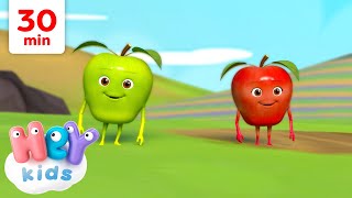 Pomme de Reinette et Pomme dApi et Plus   Comptines pour bébé  HeyKids Français  Animaj Kids [upl. by Garek213]