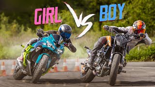 MOTO DRIFT BATTLE with WORLDS BEST WOMAN STUNT RIDER Sarah Lezito  KTM vs KAWASAKI  RokON VLOG 139 [upl. by Pelligrini46]