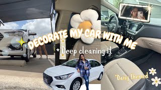 DECORATE MY CAR WITH ME🌼  deep cleaning it 🫧 [upl. by Mansoor]