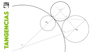 Tangentes a 2 Circunferencias Exteriores dado un Punto de Tangencia  Tangencias por Inversión [upl. by Lethia]