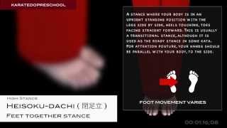 Karate 2D  Heisokudachi 閉足立 Feet together stance [upl. by Ymij]