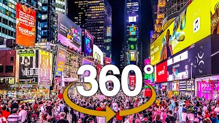 4K 360° New York City Evening Walk to Times Square  42nd Street from Columbus Circle [upl. by Anirtik]