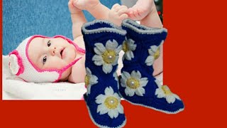 Тапочки сапожки крючком на девочку от 0 до 1 года How to crochet home slippers boots Мастер класс [upl. by Nirag]