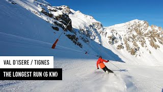 The longest run in Val dIsere Tignes Grande Motte glacier to Val Claret village top to bottom [upl. by Cesaria]