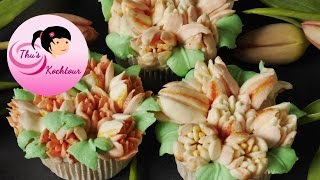 ENG SUB Tulip Cupcake Frühlingscupcake Banh Bong Lan [upl. by Yednarb]