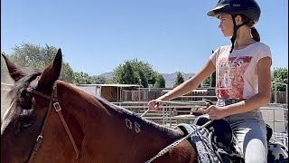 My First Horseback Riding Lesson EVER  Karolina Protsenko [upl. by Arymahs]