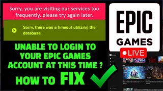 Unable To Login To Your Epic Games Account At This Time FIX ✅ [upl. by Barrus120]