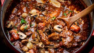 Beef Bourguignon  The Most Comforting Classic French Stew [upl. by Nahc]