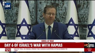 President Herzog holds press conference on day 6 of IsraelHamas war [upl. by Nallak483]