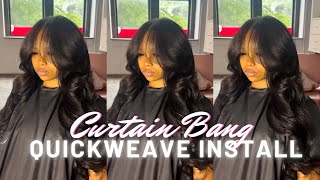 HOW TO CURTAIN BANG QUICKWEAVE TUTORIAL  LAYERING and CURLING [upl. by Hedda71]