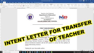 SAMPLE INTENT LETTER FOR TRANSFER OF TEACHER DIVISION TO OTHER DIVISION VLOG 4 [upl. by Juline]