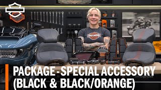 HarleyDavidson Black amp BlackOrange Special Accessory Package Overview [upl. by Crocker403]