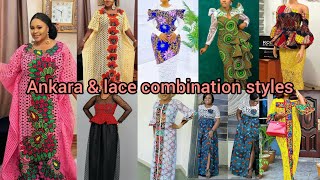 Beautiful Ankara and lace combination styles  Ankara mixed with lace asoebi styles [upl. by Enitsirhk]