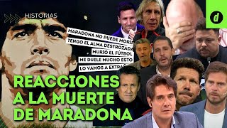 REACCIONES a la MUERTE DE MARADONA  Periodistas futbolistas entrenadores lloran por Maradona [upl. by Nesrac]