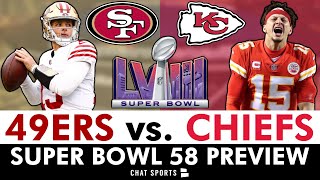 Super Bowl 58 Preview Chiefs vs 49ers Prediction Injury News Christian McCaffrey Patrick Mahomes [upl. by Yeltnarb]