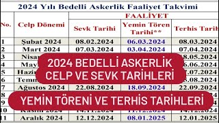 2024 Bedelli Askerlik Celp ve Sevk Tarihleri  Yemin Töreni ve Terhis Tarihleri [upl. by Peter]