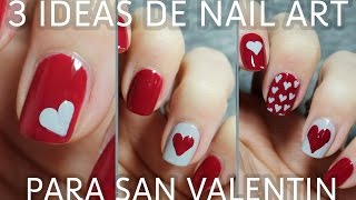 3 ideas para decorar tus uñas de San Valentín en menos de 5 minutos  FÁCIL [upl. by Ogir]