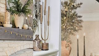 Decorate With Me  2 Christmas Mantels 2023 Pottery Barn Inspired Thanksgiving  Christmas [upl. by Ttevy]