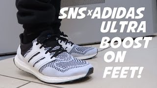 SneakersnStuff adidas Ultra Boost Tee Time SNS Shoe On Feet Review  Sizing [upl. by Adnala497]