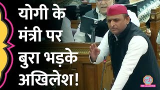 UP Vidhan Sabha Winter Session के बीच हंगामा Yogi Cabinet के मंत्री पर भड़के Akhilesh Yadav [upl. by Derward]