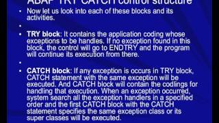 ABAP TRY CATCH control structure [upl. by Neicul]