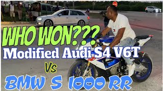 Who Won Modified Audi S4V6T vs BMW S 1000 RR [upl. by Adnilram]