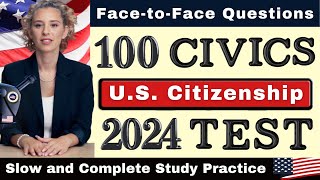 US Citizenship Test 2024 Complete Practice Exam Citizenship Interview Examen Ciudadania Americana [upl. by Jemimah858]