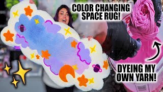 Making A COLOR CHANGING DREAMY SPACE RUG 🌙🪐✨ DYEING My Own Yarn amp TUFTING A Rug [upl. by Fedirko]