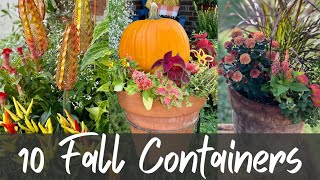 10 Fall Containers for Inspiration 🍂🍁🎃  Fall Planters  Fall Container Gardening  Zone 8 [upl. by Nylsej]