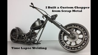 Time Lapse How to Build a Harley Davidson Inspired Custom Chopper by Welding Recycled Scrap Metal [upl. by Echo]