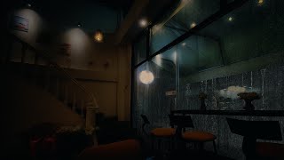 Coffee shop in the middle of the night rain the atmosphere is dark and sleepy [upl. by Netsoj]